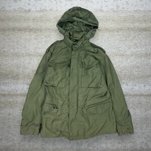 Vintage 90s Military Field Coat Mens S Olive Green Jacket Cold Weather
